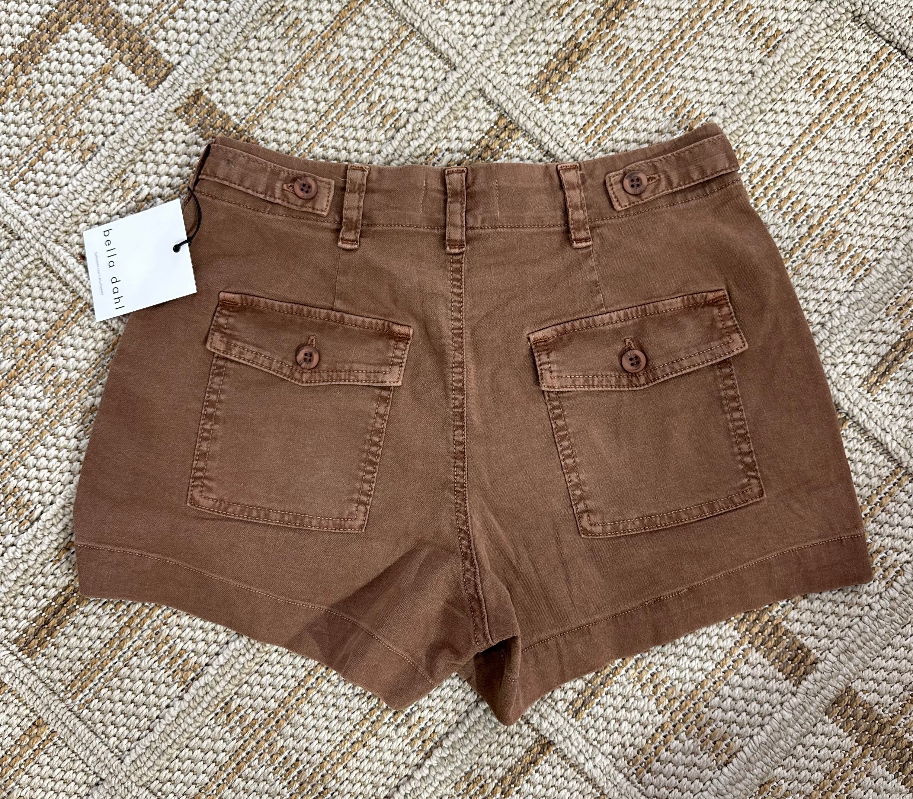 Utility Tab Trouser Shorts-Sahara Brown