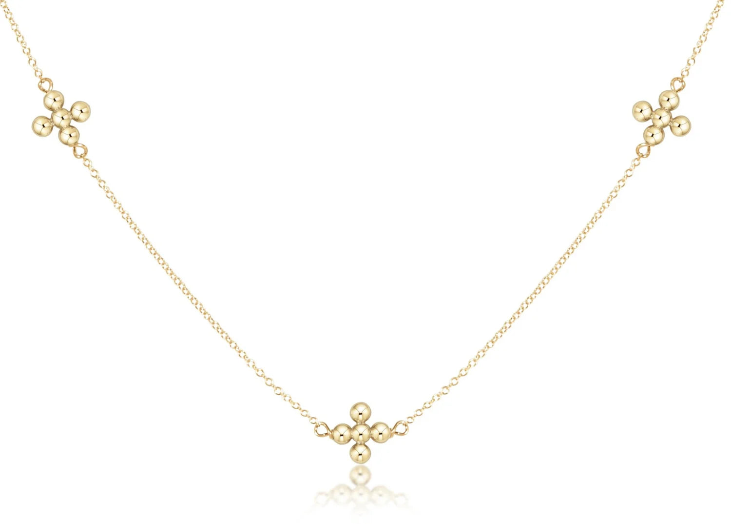 EN-15" Choker Signature Cross Gold Pattern 2mm/3mm Bead