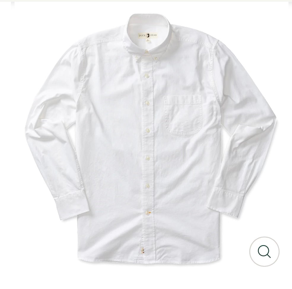Long Sleeve Cotton Oxford Morris Solid Shirt - White