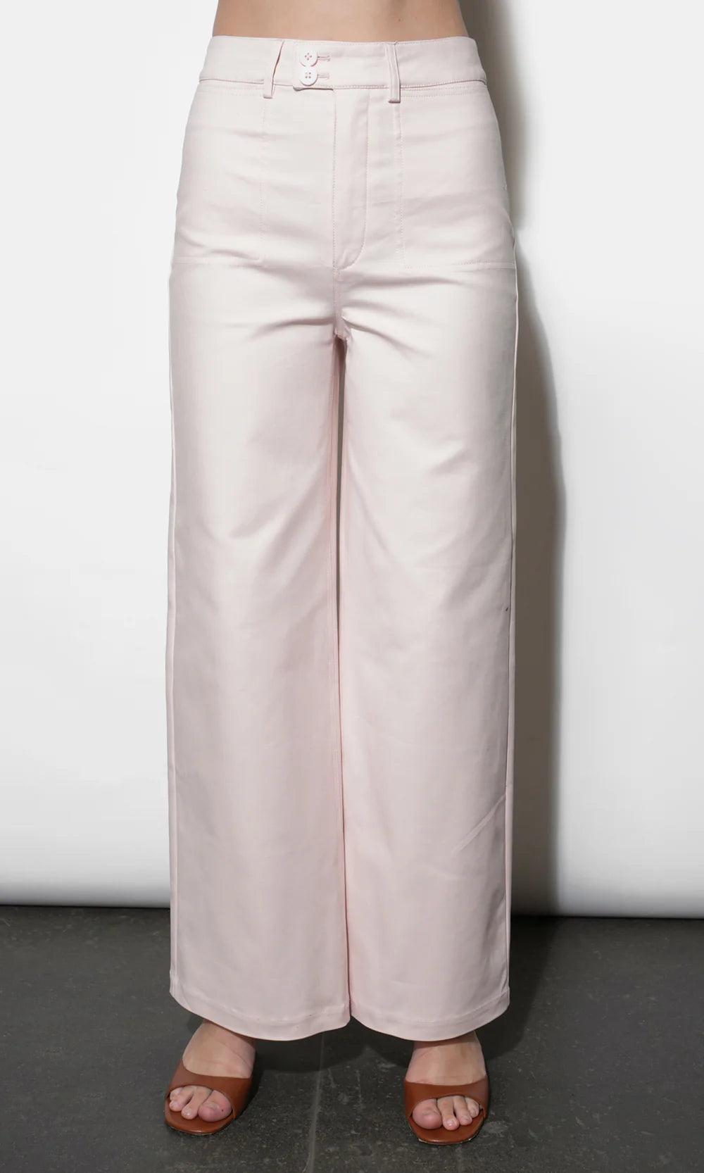 Jennsen Cotton Canvas Wide Leg Pant-Pink Frost