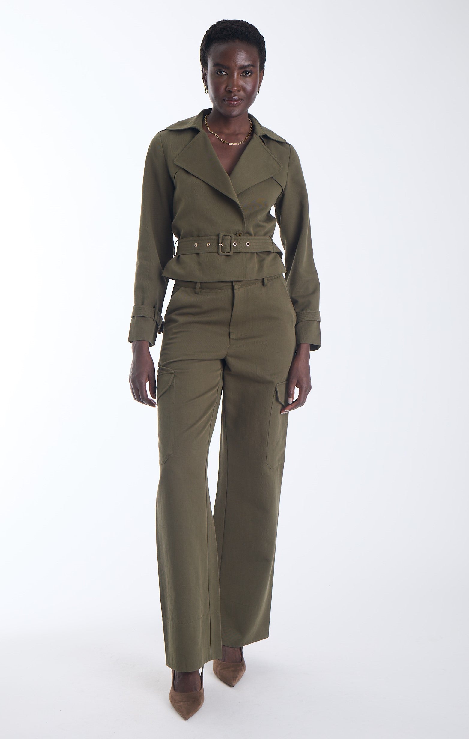 Priscilla Trench Jacket-Army Green