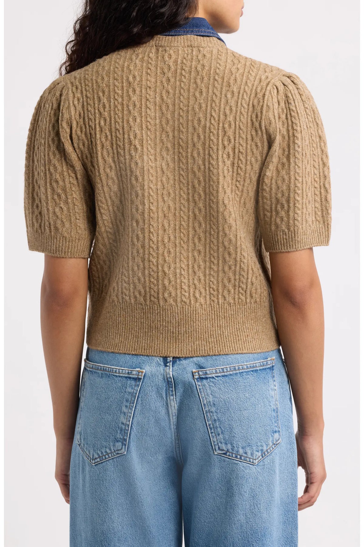 Lane Denim Collar Cardigan-Cedar