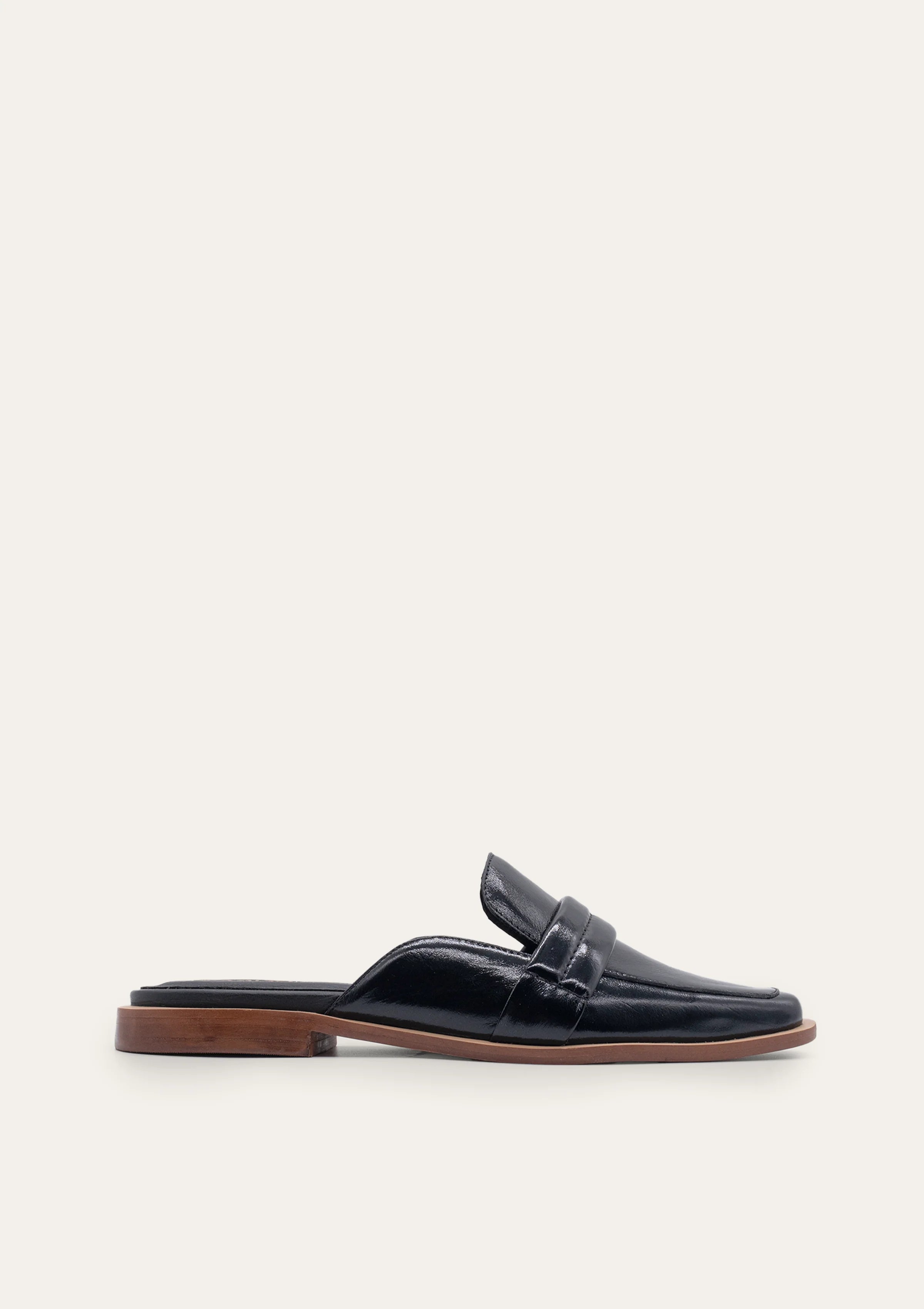 Congo Leather Square Toe Mule-Black