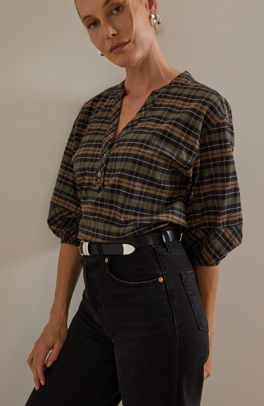 Mlago Top-Tartan Plaid