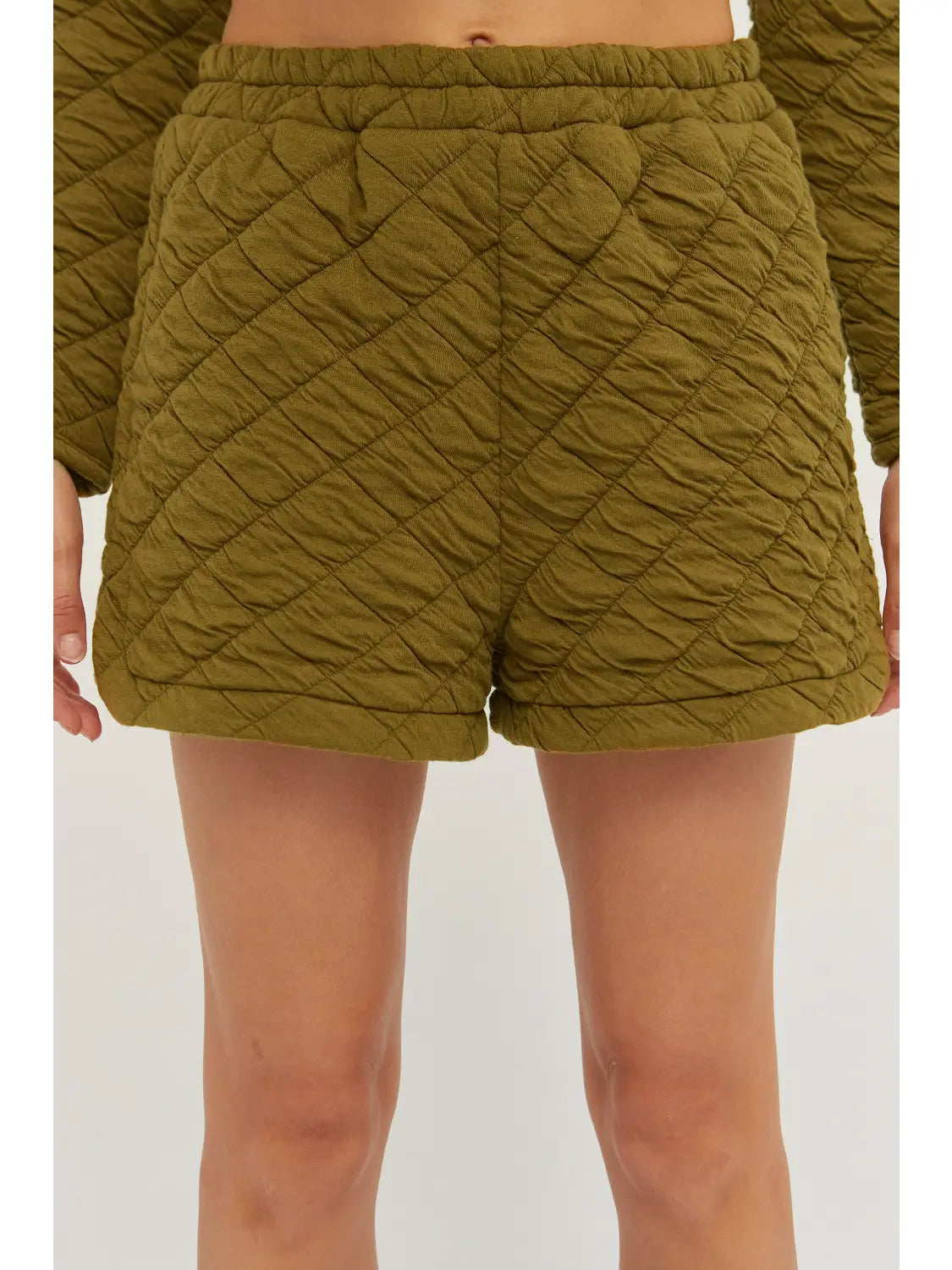Tory Quilted Dolphin Shorts-Olive