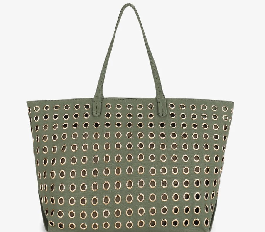Oya Grommet Canvas Tote-Olive