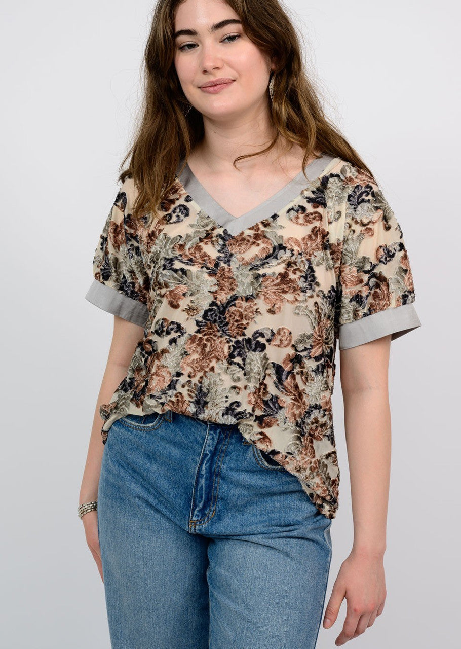 Ombre Burn Out Floral Top