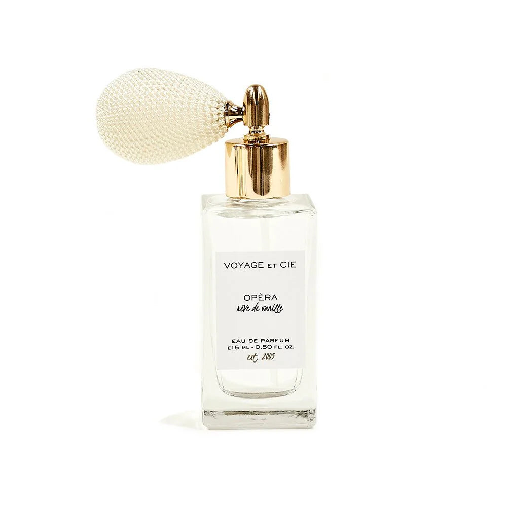 Parfum 50ml Perfume Spray with Ivory Pouf-Voyage Et Cie