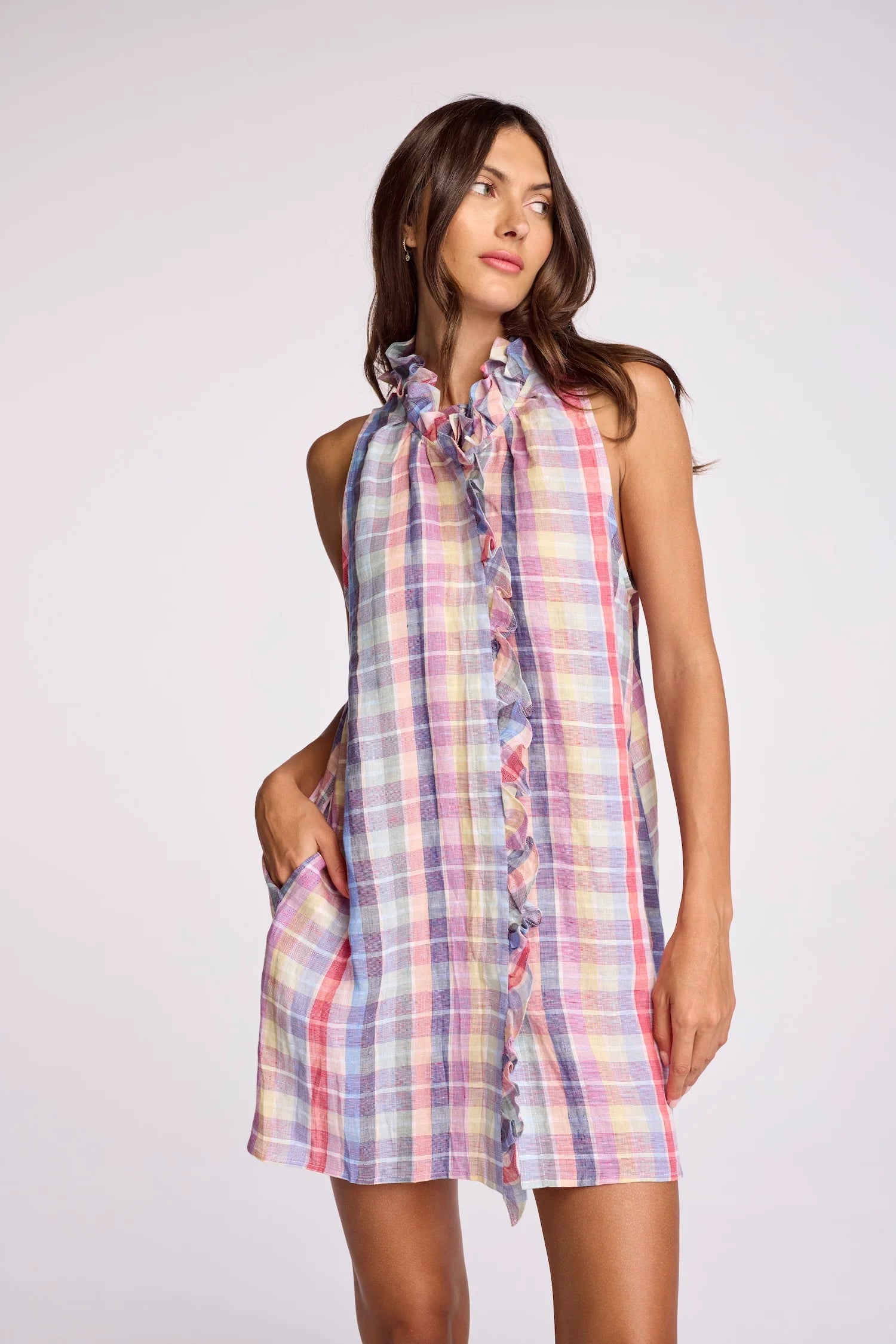 Plaid Gaelle Dress-Rainbow