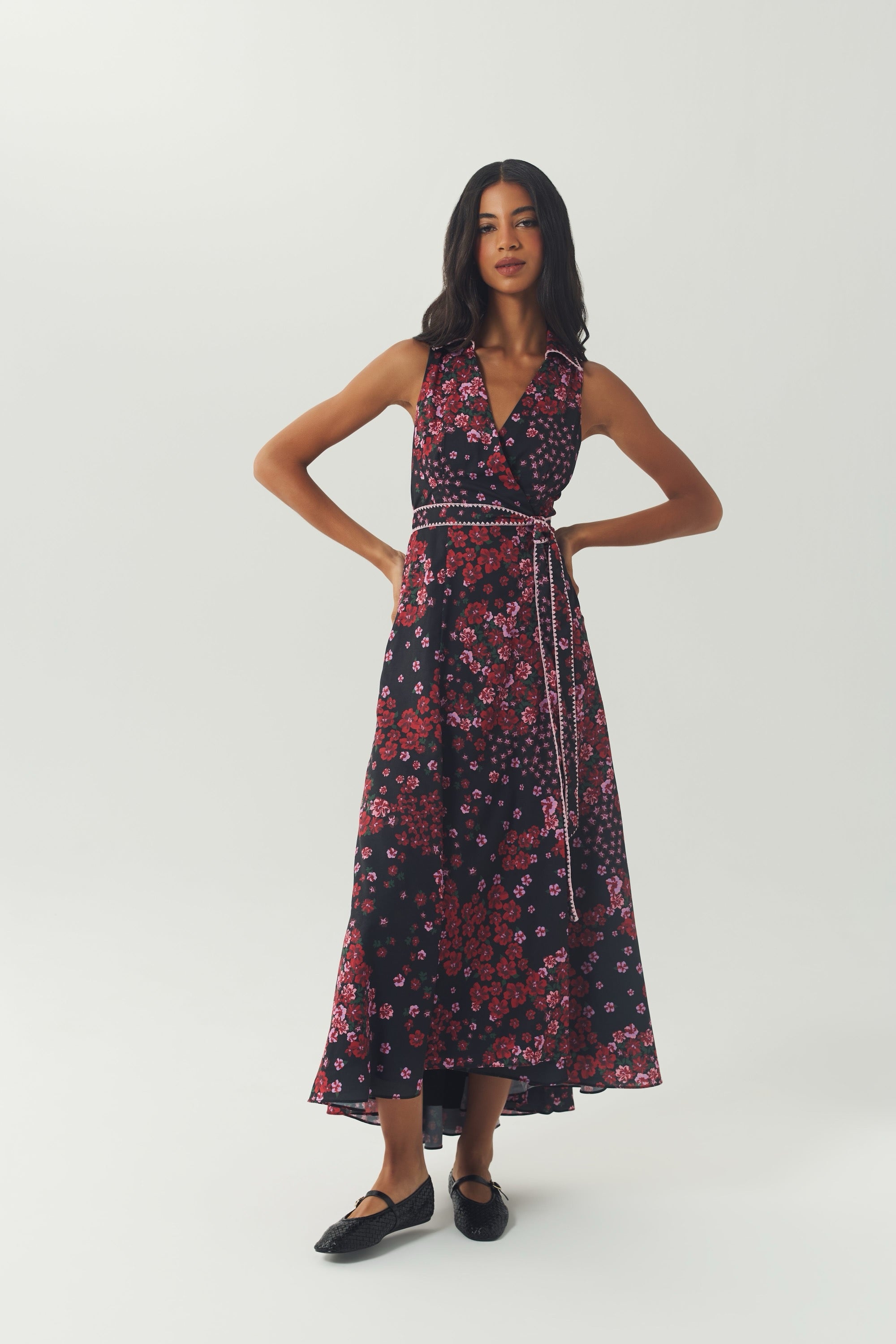 Vela Dress-Black/Rose