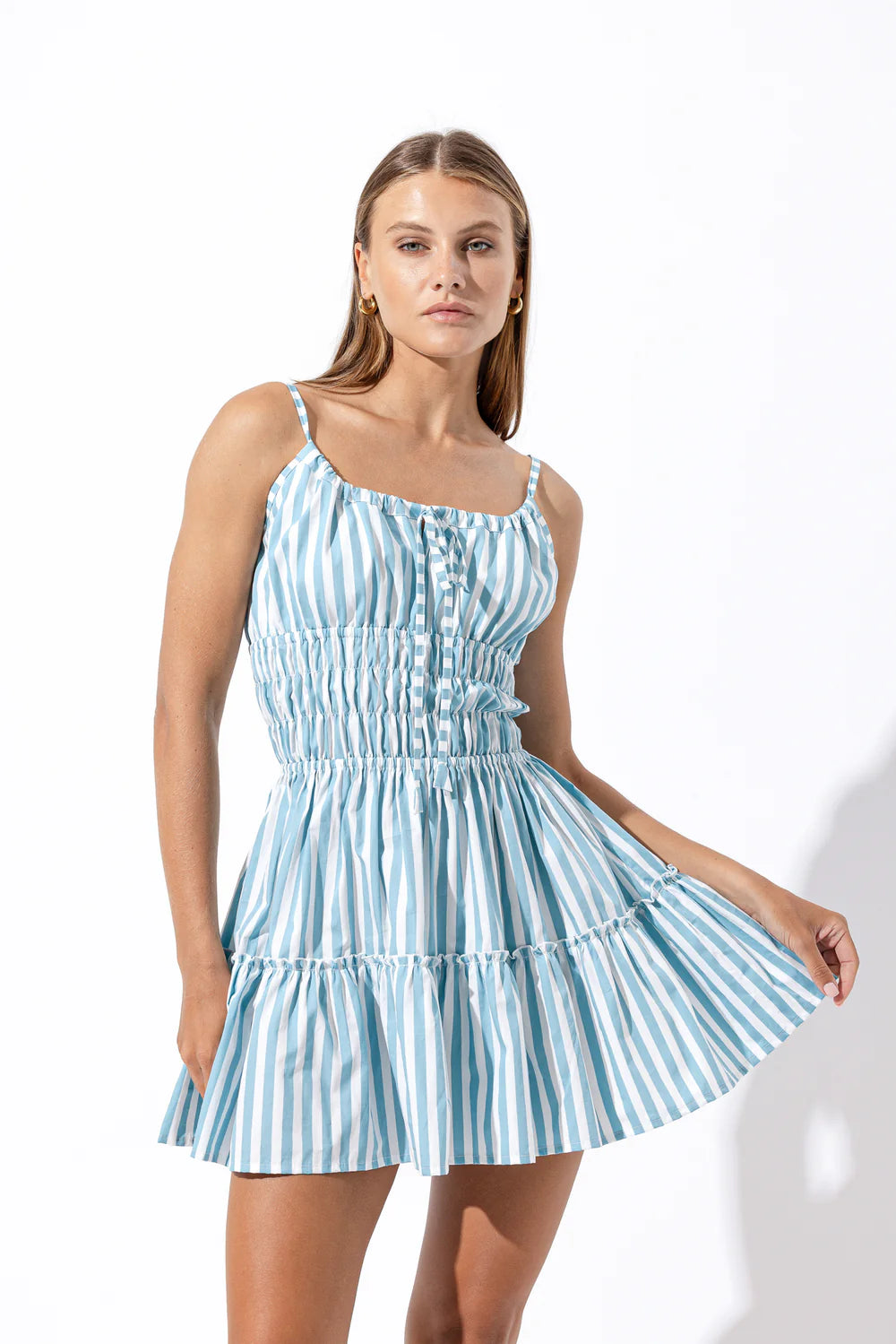 Rosa Poplin Mini Dress-Artic Blue