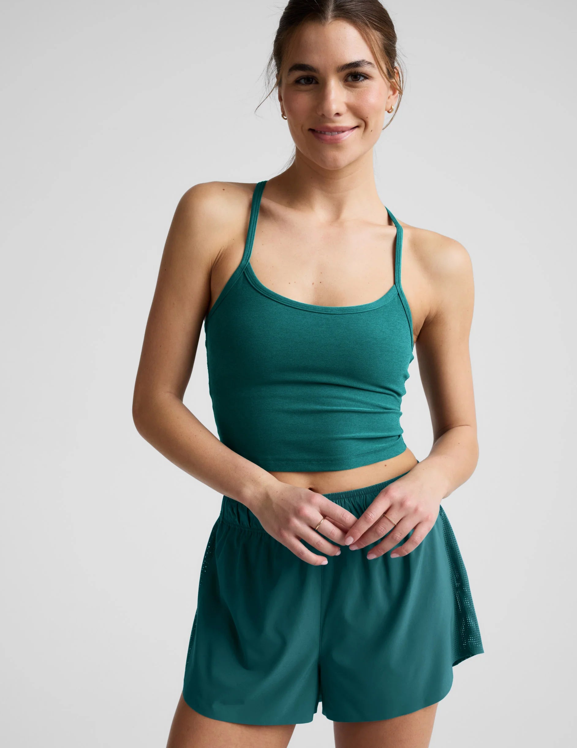 Spacedye Slim Racerback Tank-Teal Sea Heather
