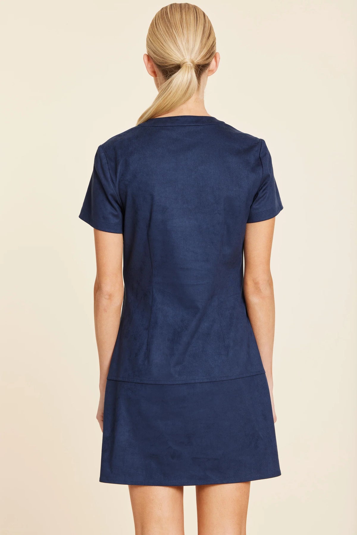 Faux Navy Suede Shift Mini
