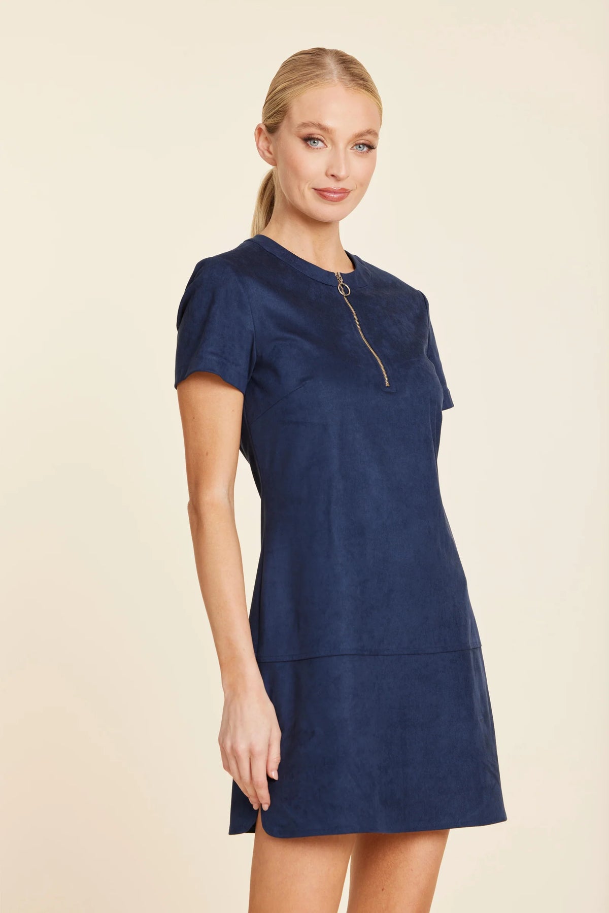 Faux Navy Suede Shift Mini