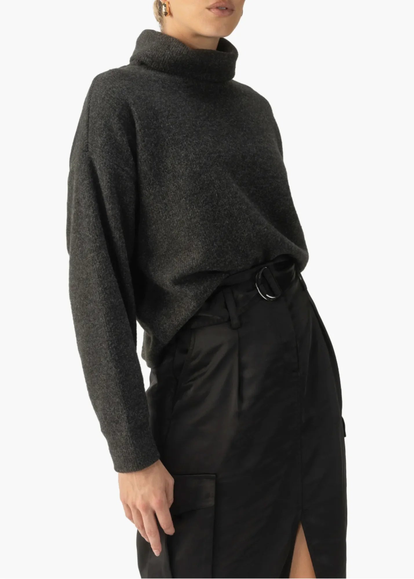 Everyday Cozy Popover Sweater - Charcoal