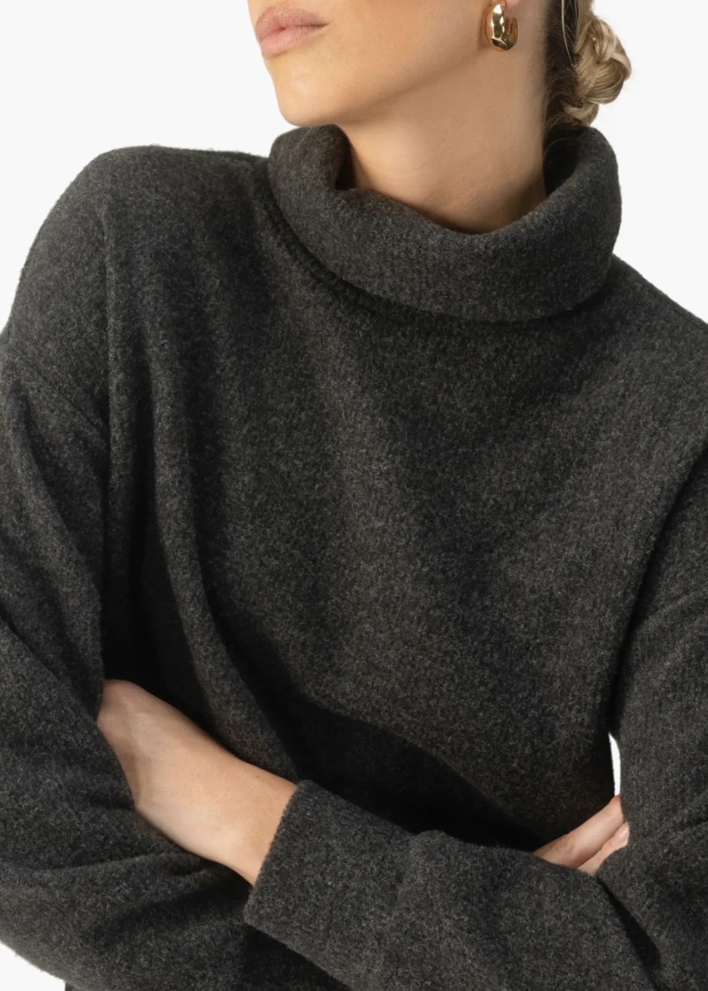 Everyday Cozy Popover Sweater - Charcoal