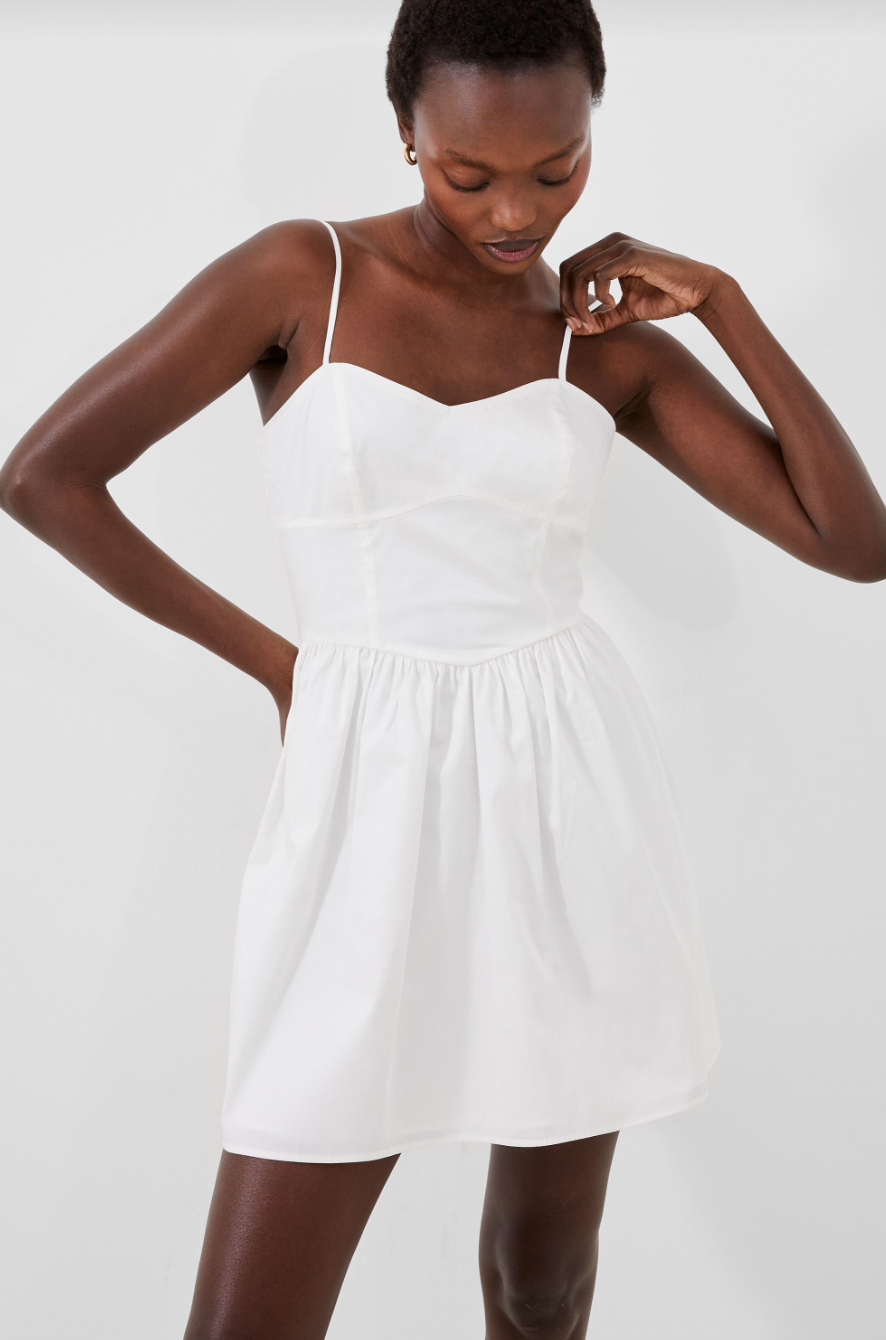 Florida Strappy Flared Dress-White