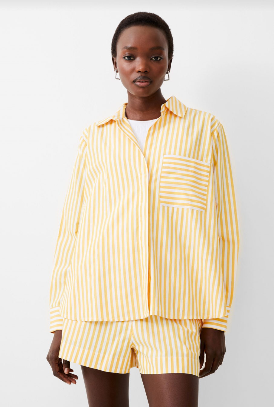 Thick Striped Relaxed Popoover-Banana
