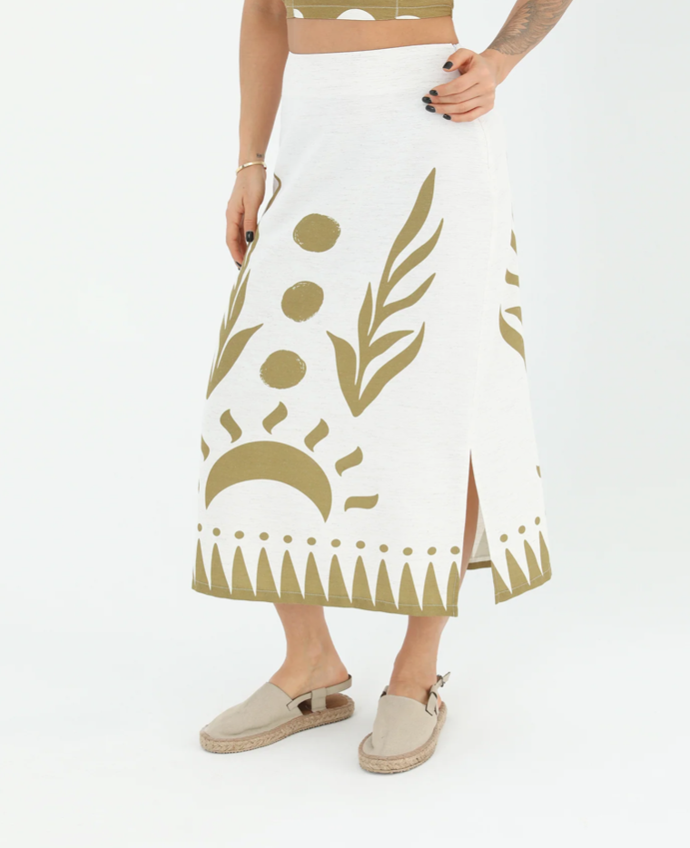 Wild Print Midi Skirt