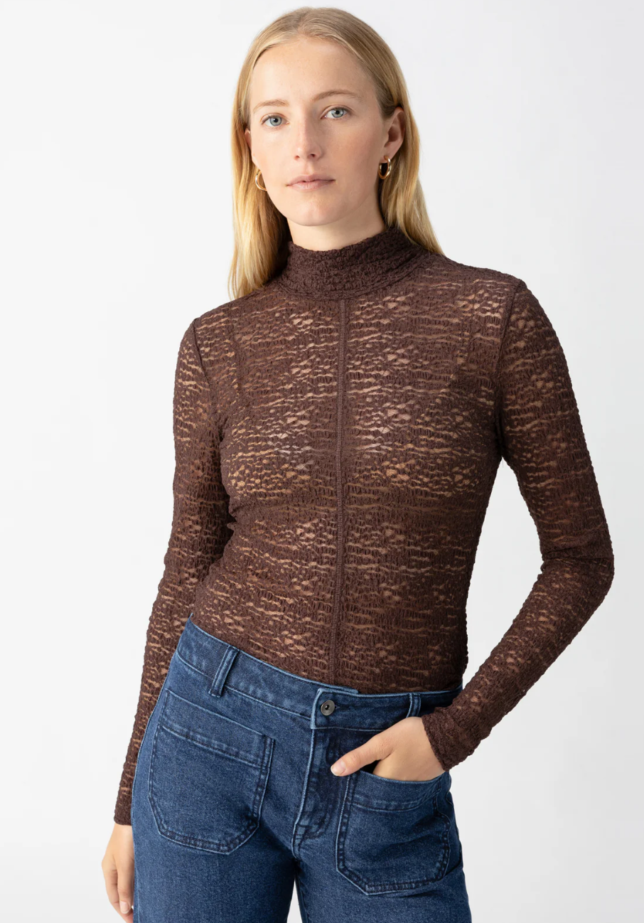 L/S Textured Mock Top