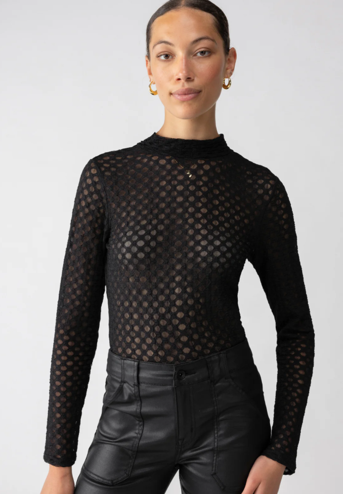 Long sleeve Lace Mock Shirt