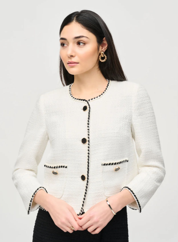 WINTER WHITE/BLACK BOUCLÉ JACKET