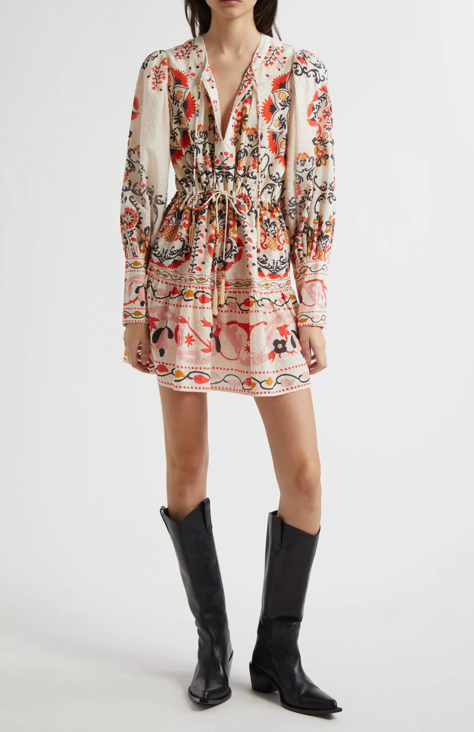 Cashew Mandala Cream Mini Dress-FARM RIO