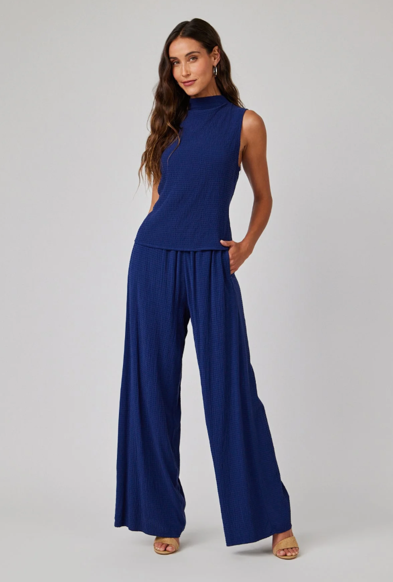 Clean Wide Leg Pant - Navy Coast