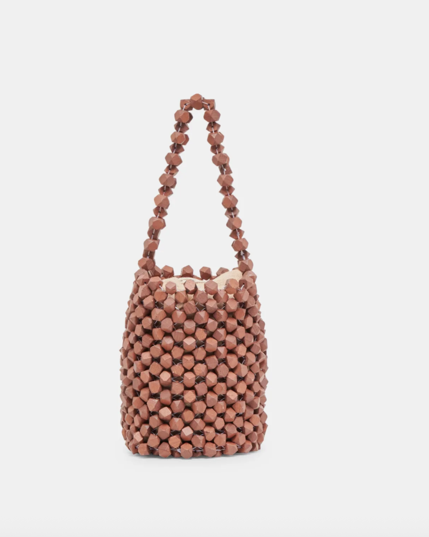 Malou Handbag Brown Wood Beaded