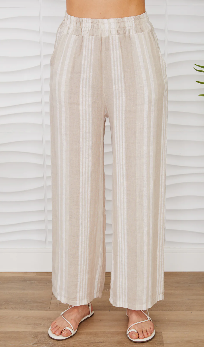 THE ARABELLA STRIPE LINEN WIDE LEG PANT
