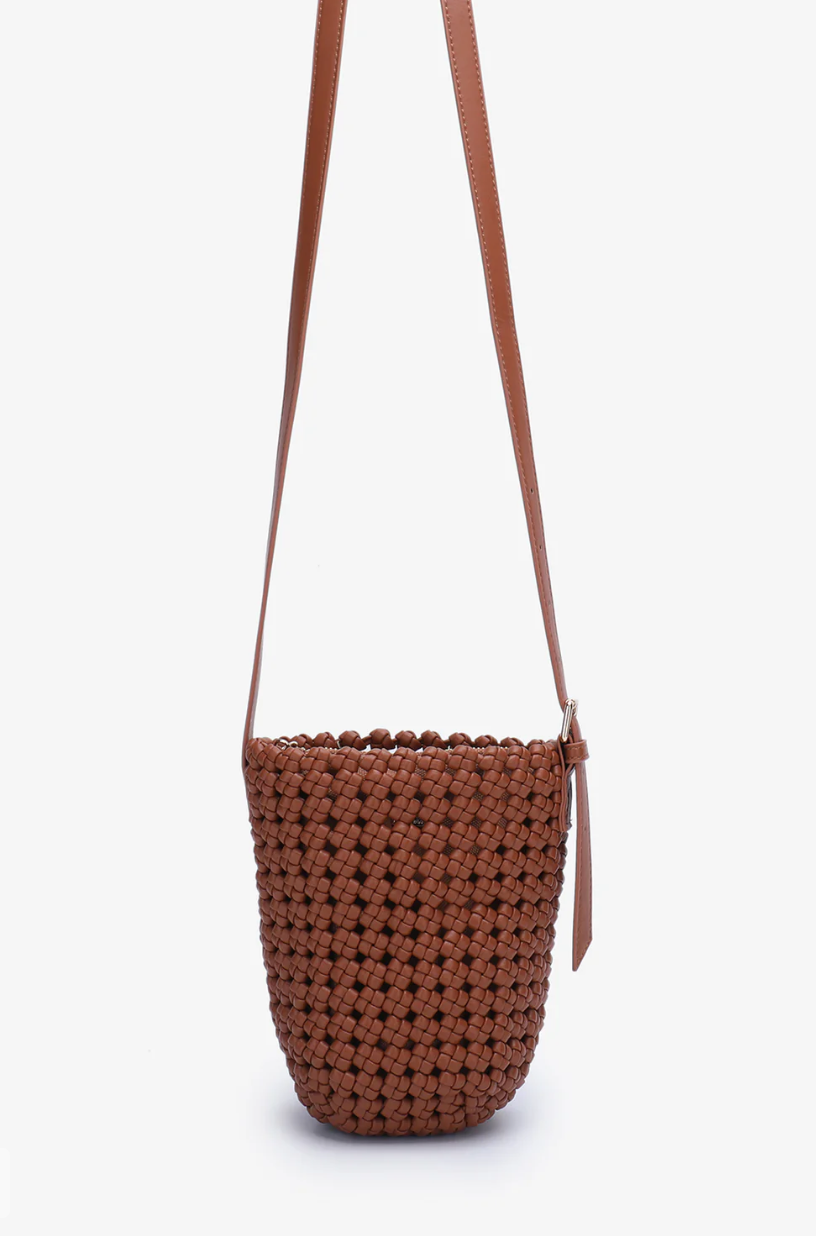 Kalani Woven Bucket Bag Mini - Brown