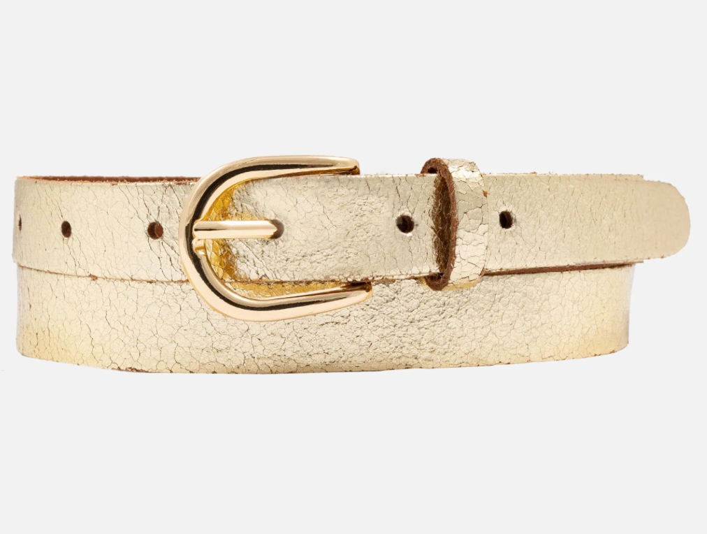 Eva Metallic Skinny Belt - Gold