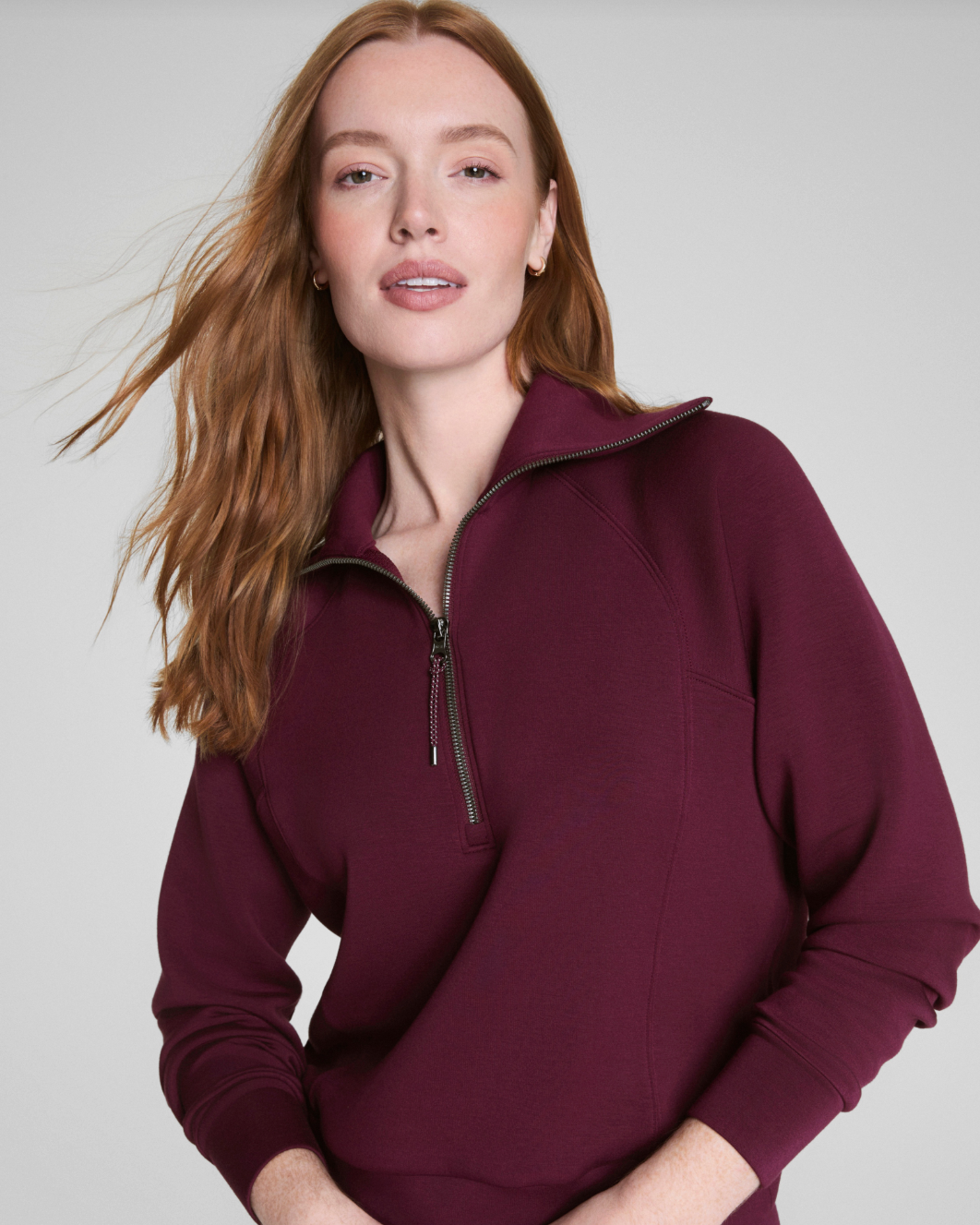 SPANX Airessentials Half Zip-Plum Berry
