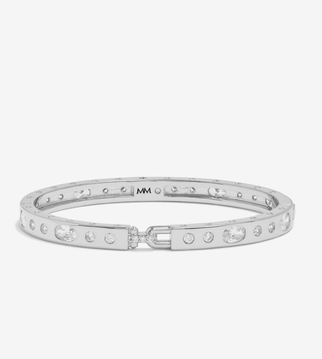 Ashley Sunset Lock Cuff 6mm-Silver/White