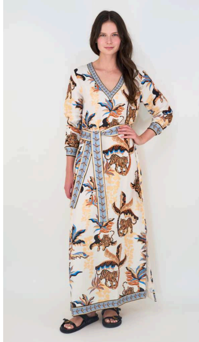 Bali Tiger Long Dress-White