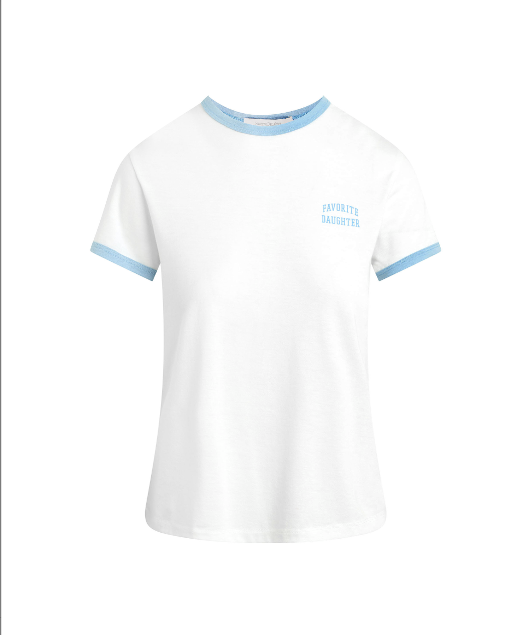 The Collegiate Chest Logo Ringer Tee-Sea blue
