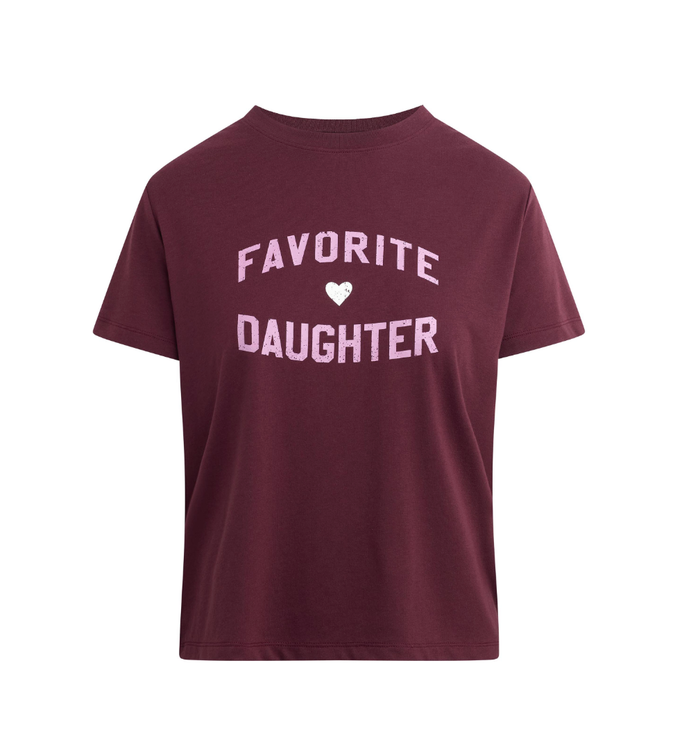Favorite Daughter Heart Tee-Maroon