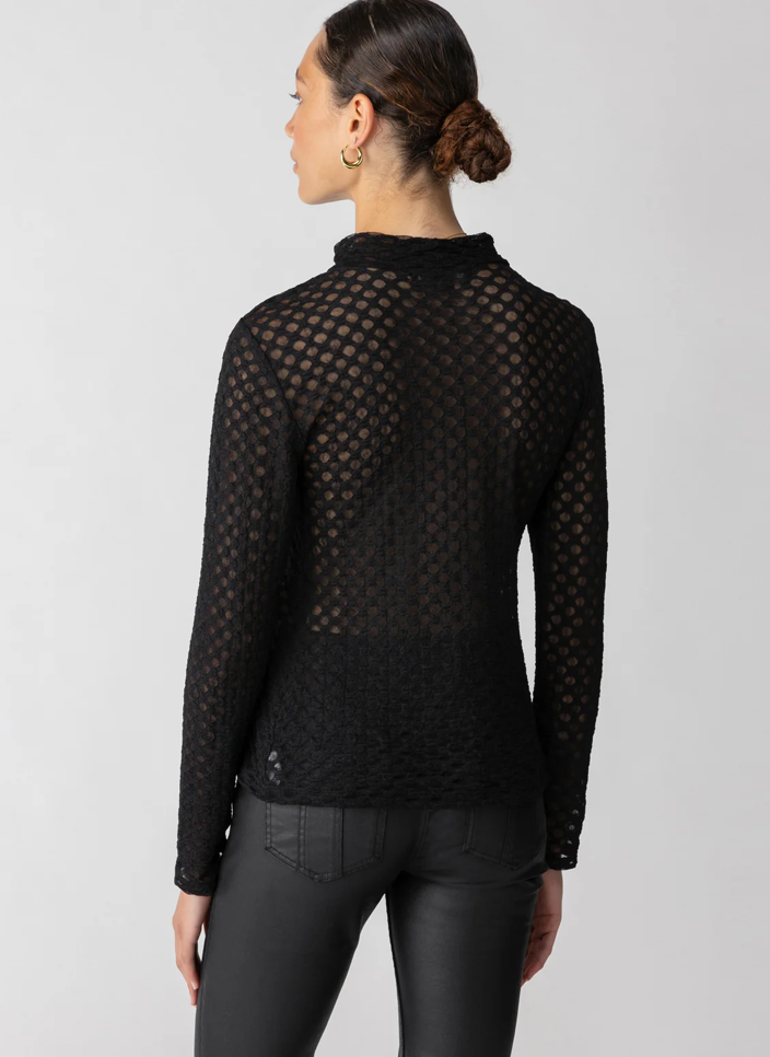 Long sleeve Lace Mock Shirt