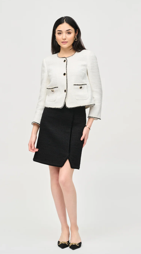 WINTER WHITE/BLACK BOUCLÉ JACKET