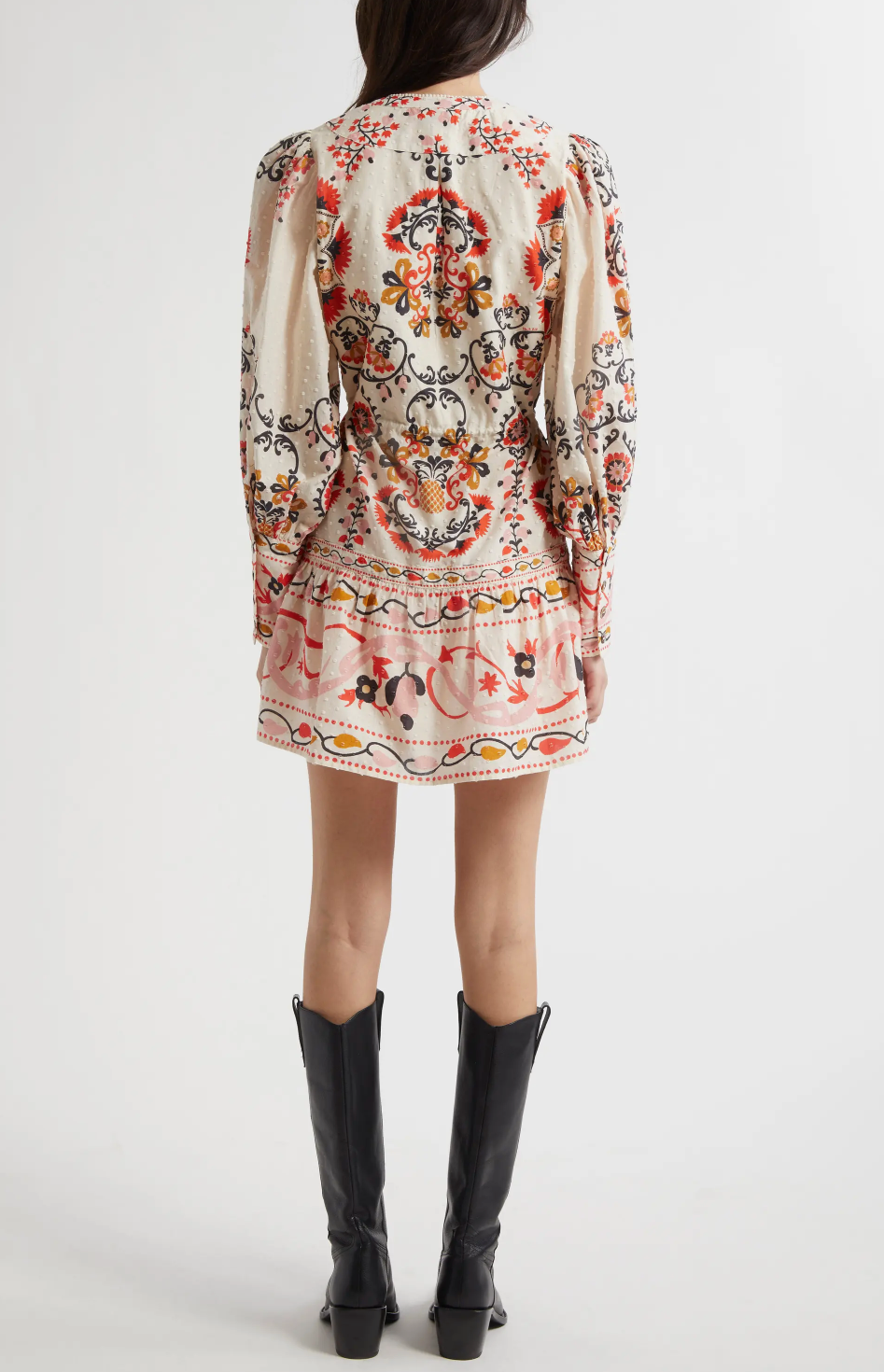 Cashew Mandala Cream Mini Dress-FARM RIO