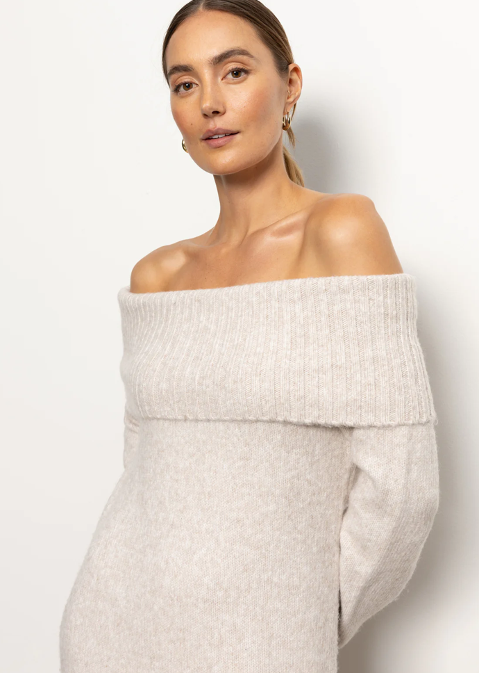 OFF SHOULDER DRESS COCONUT SMOKE