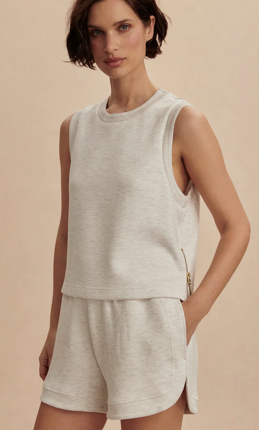 Shea Crop Tank- ivory Marl