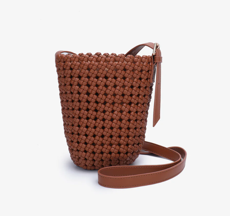 Kalani Woven Bucket Bag Mini - Brown