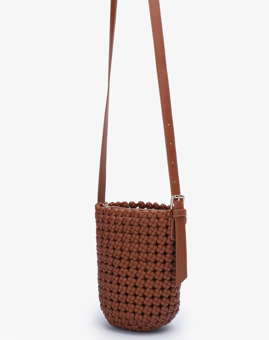 Kalani Woven Bucket Bag Mini - Brown