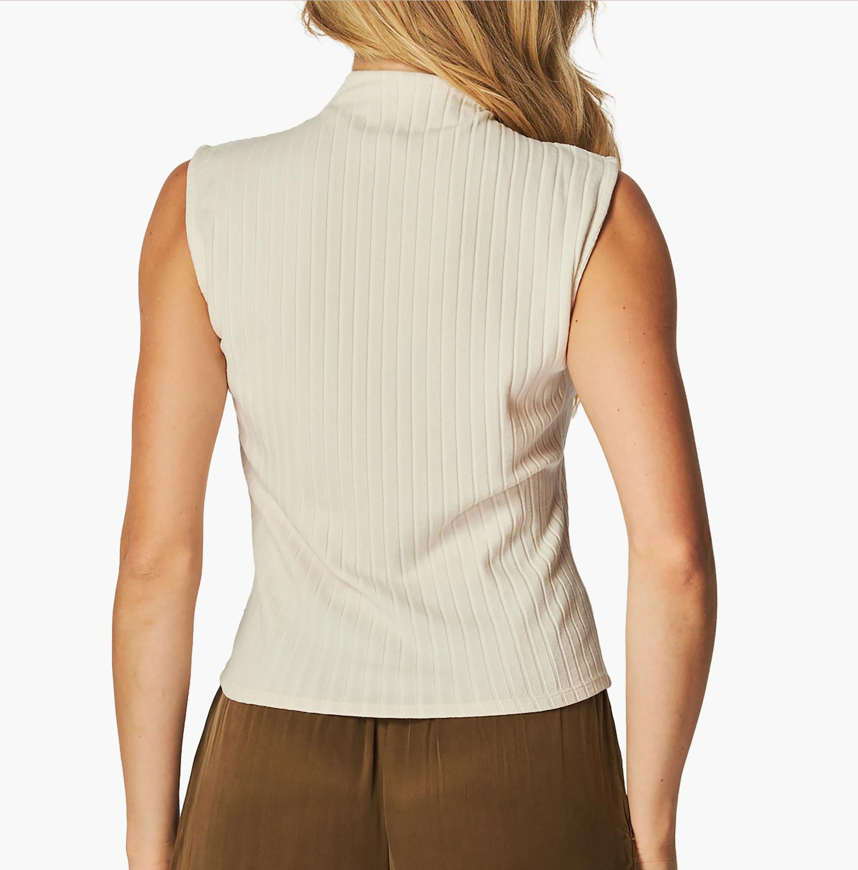Sleeveless Mock Neck Top - Moonstone
