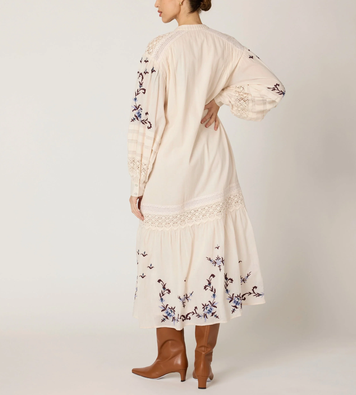 Heidi Midi Dress-Ivory Multi