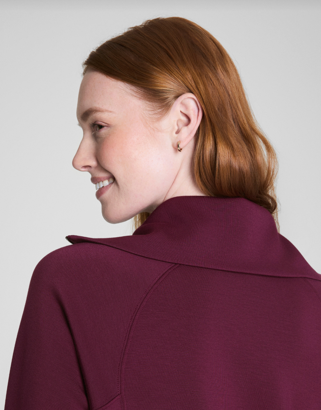 SPANX Airessentials Half Zip-Plum Berry