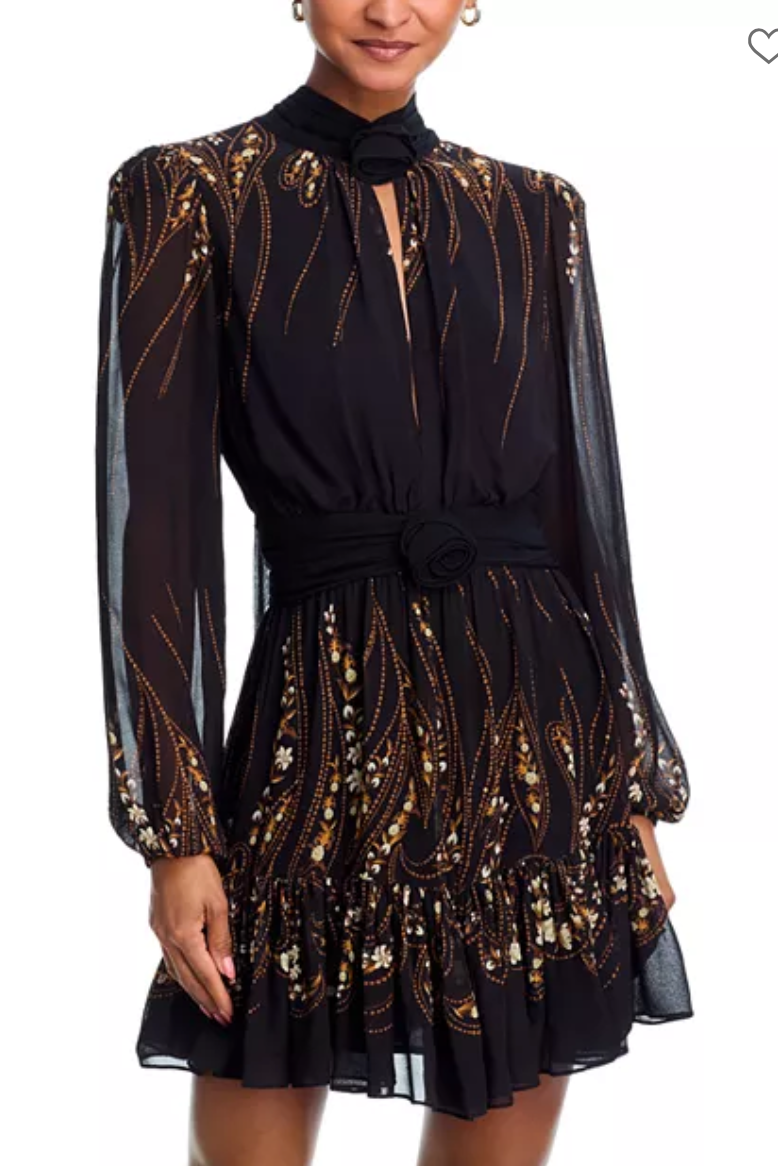 Garden Silhouette Long Sleeve Mini Dress
