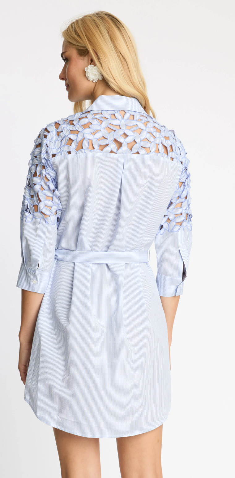 Becky Dress- Blue/White Seersucker
