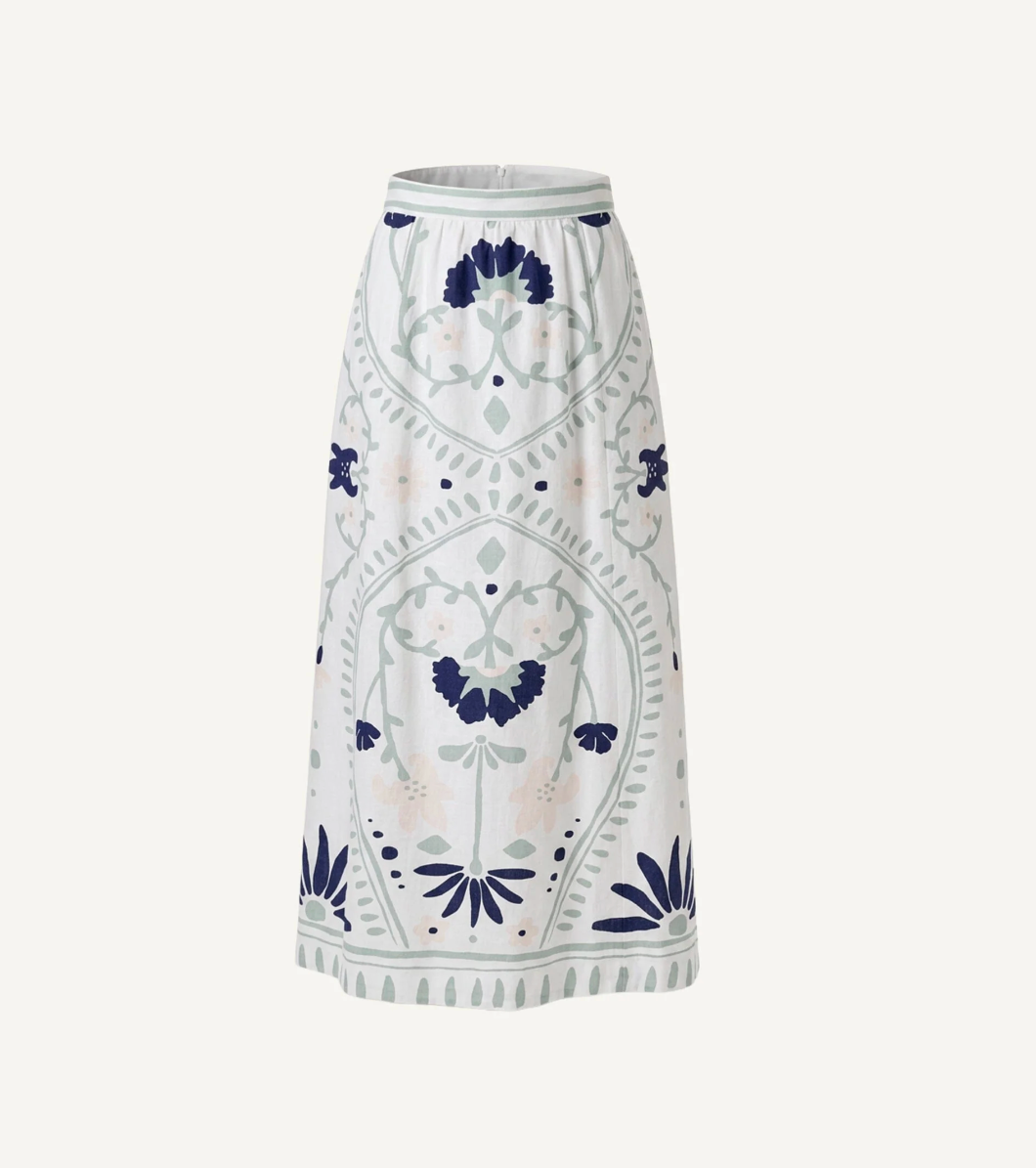 Juliet Ankle Skirt-Liliana Blue Surf Print
